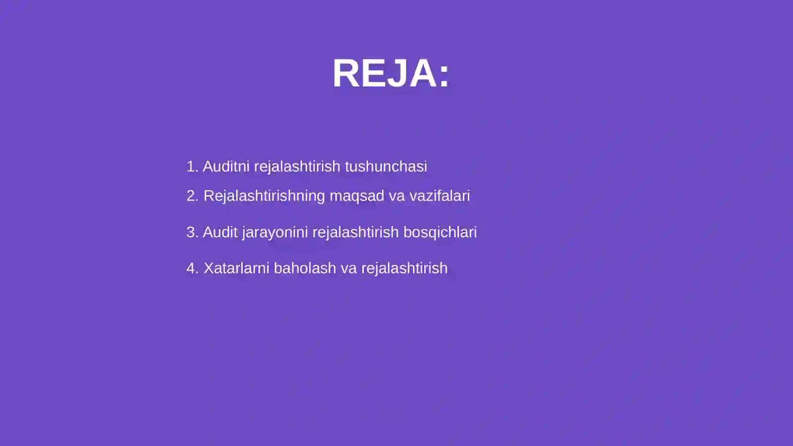 Auditni rejalashtirishni va hujjatlashtirish 2