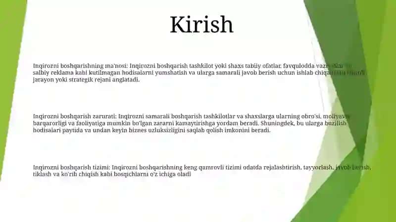 Inqirozni Boshqarish 2