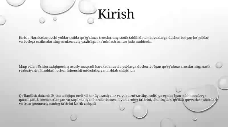 Statik Aniq Tekis Fermalarni Harakatlanuvchi Yuklar Tasiriga Hisoblash 2