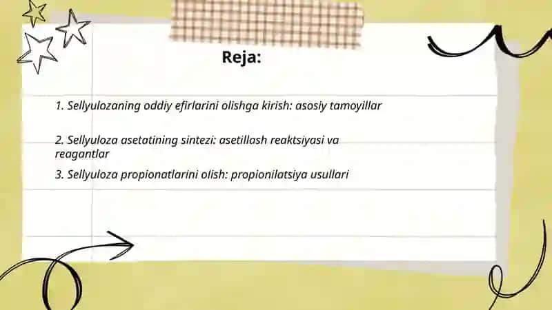 Sellyulozaning oddiy efirlarini olish 2