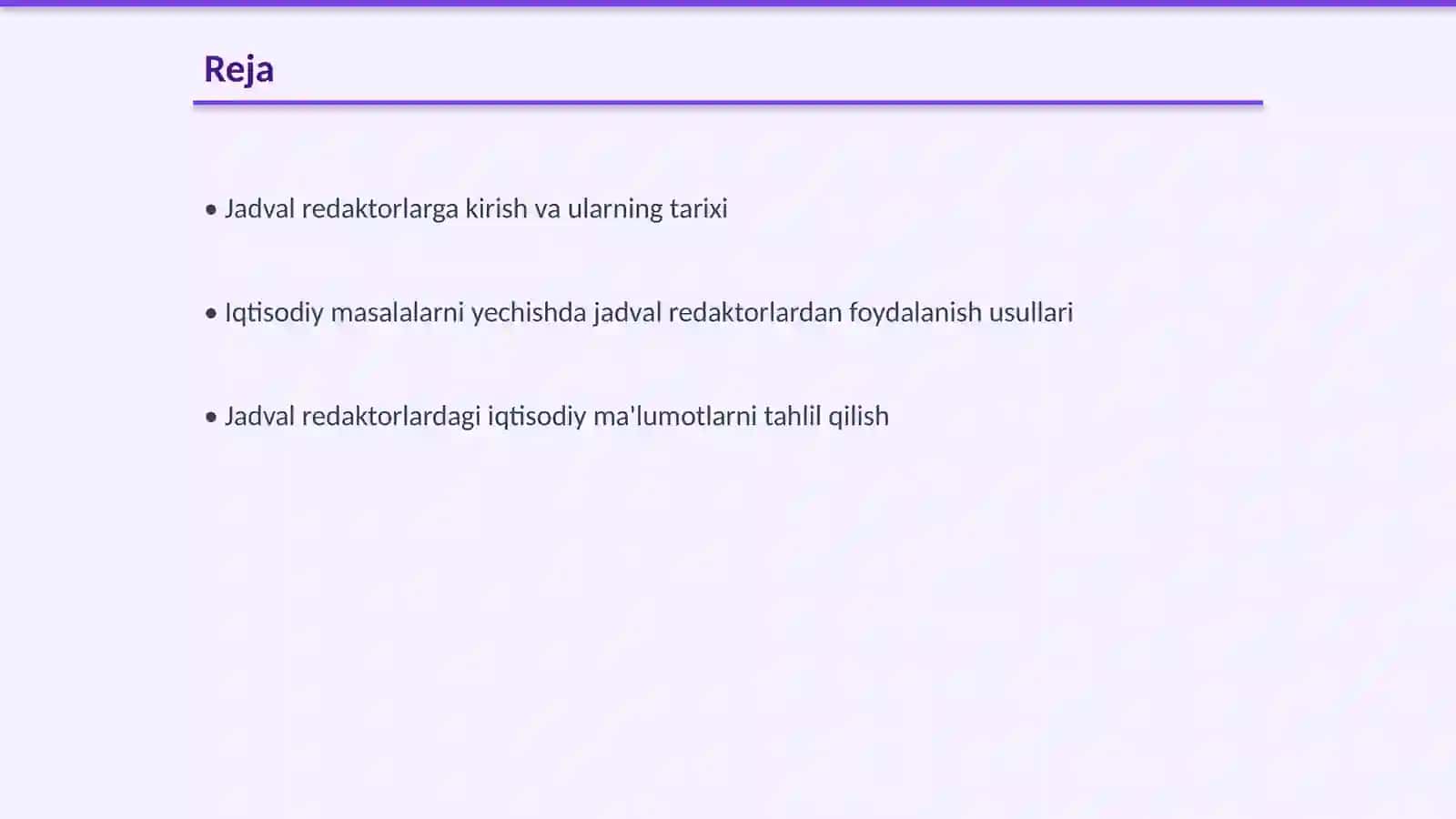 Jadval redaktorlardan iqtisodiy masalalarni yechish jarayonida foydalanish 2