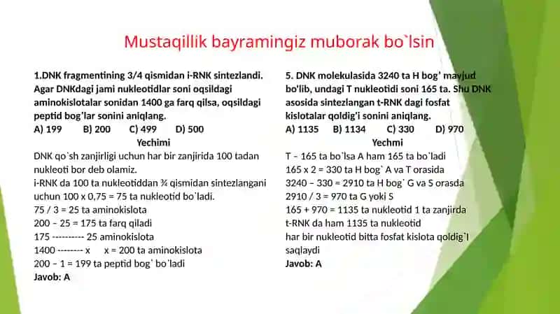 DNK ga oid ayrim masalalar ishlanish usullari 2