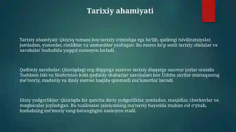 Qiziriq Tumanidagi Tarixiy Obidalar Haqida MaʼLumot 2