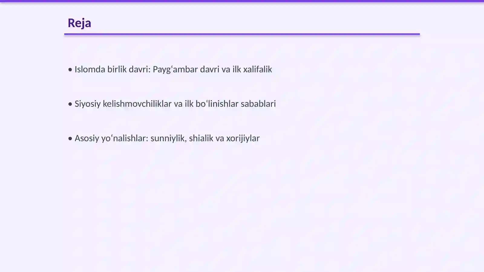 Islomdagi ilk boʻlinishlar va yoʻnalishlarning vujudga kelishi 2