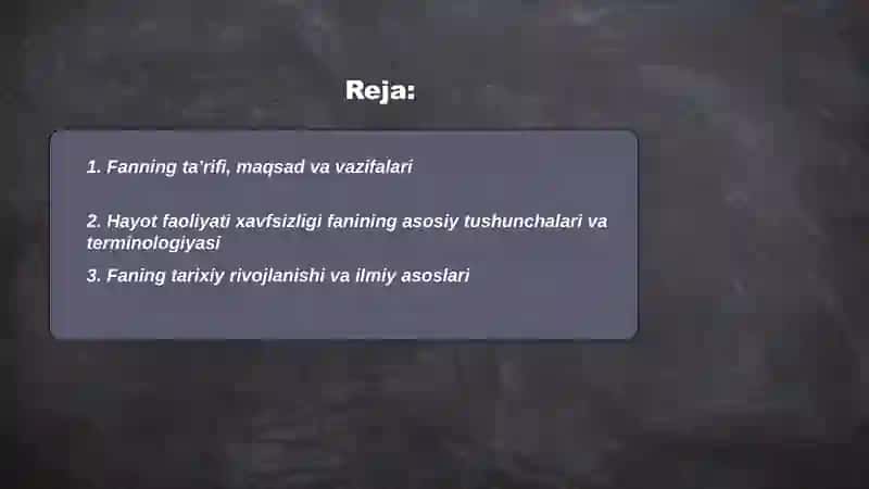 Hayot faoliyati xavfsizligi 2