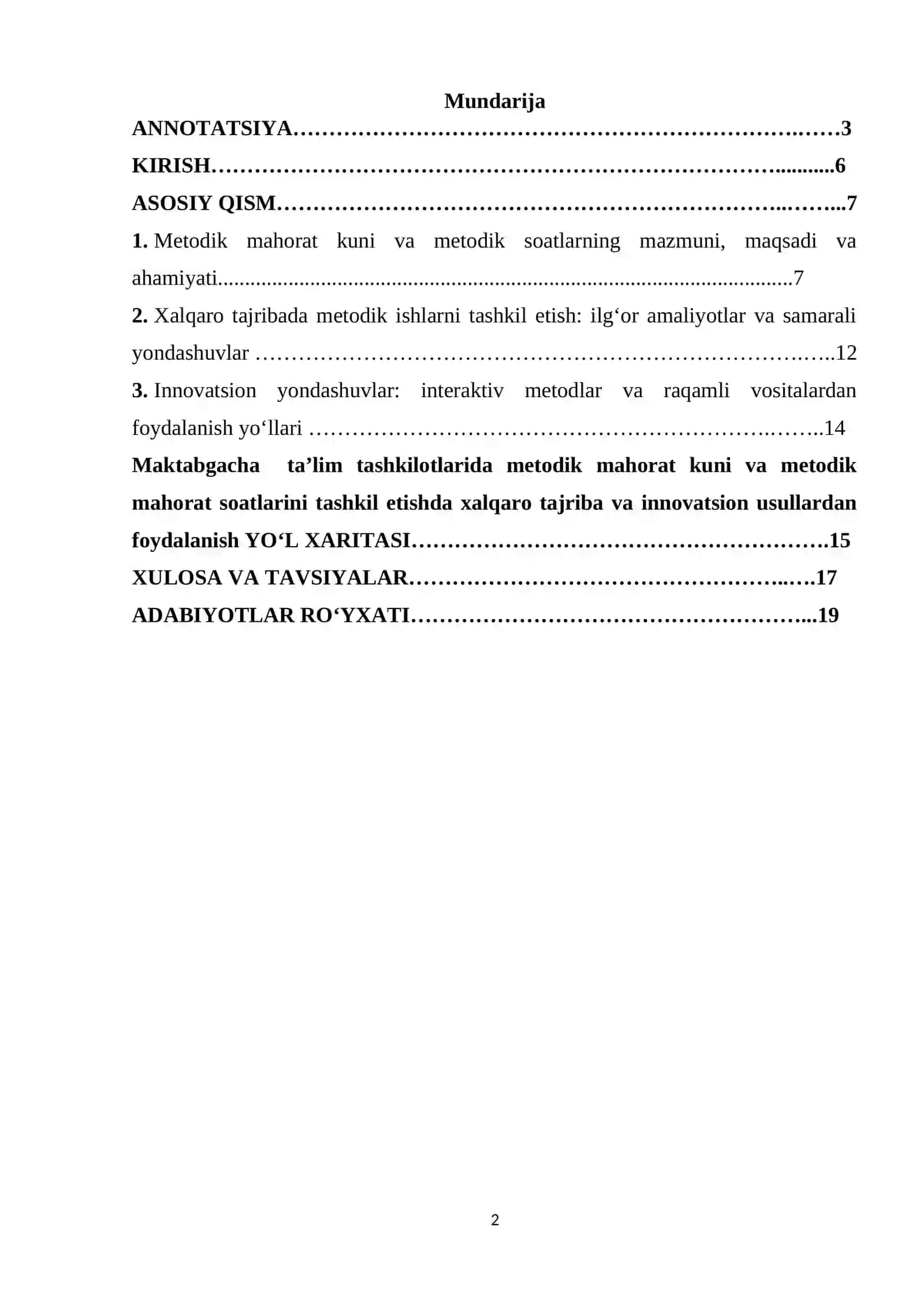 “Maktabgacha ta’lim tashkilotlarida metodik mahorat kuni va metodik mahorat soatlarini tashkil etishda xalqaro tajriba va innovatsion usullardan foydalanish” mavzusidagi Malaka ishi 2