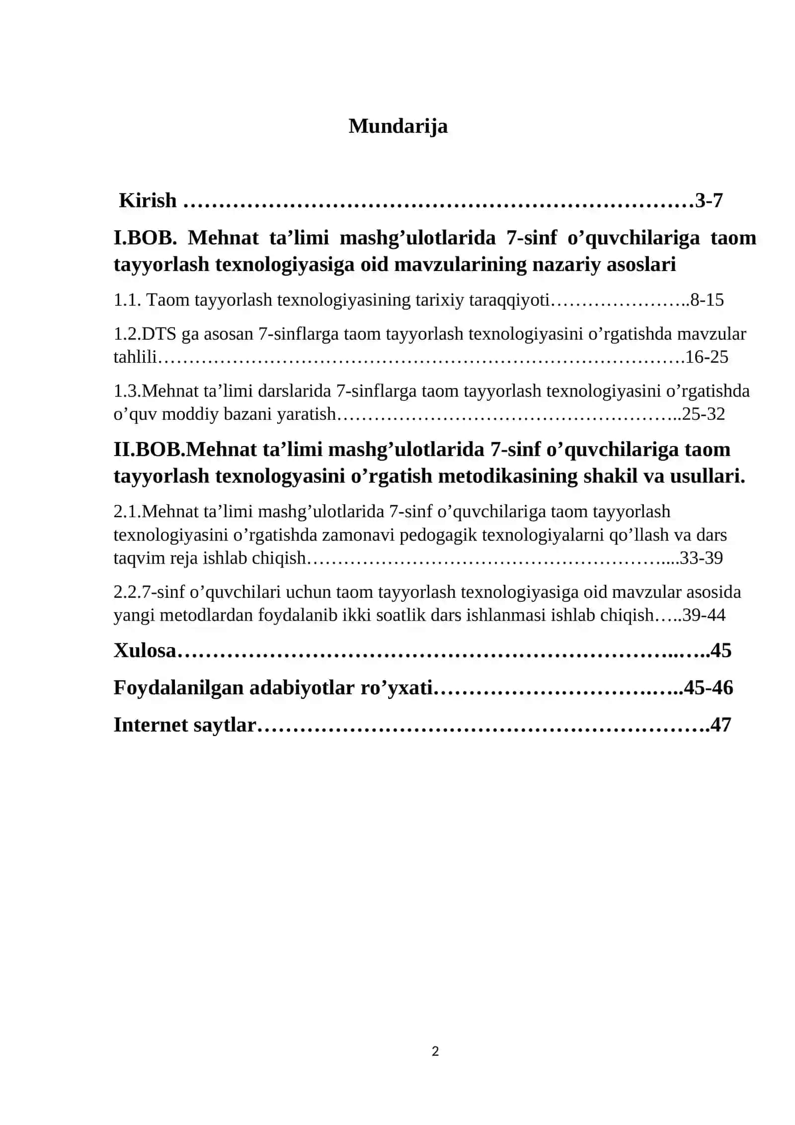 Mehnat ta’limi mashg’ulotlarida 7-sinflarga taom tayyorlash texnologiyasiga oid mavzularining nazariy asoslari 2