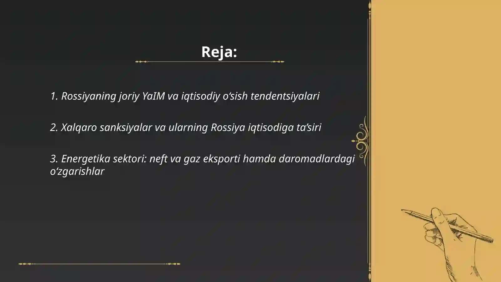 Rossiyani hozirgi kundagi iqtisodiy holati va harbiy qudrati 2