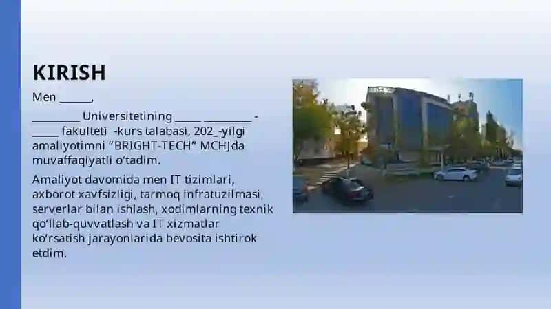 LOGISTIKA xizmatini koʻrsatuvchi mchj boʻyicha amaliyot hisoboti. 2