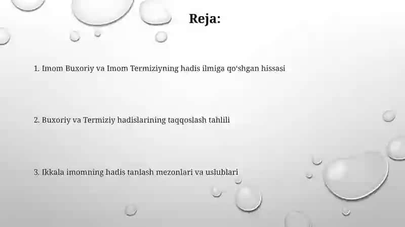 Imom Buxoriy va Imom Termiziyning hadis ilmiga qoʻshgan hadislarini qiyosiy tahlili 2