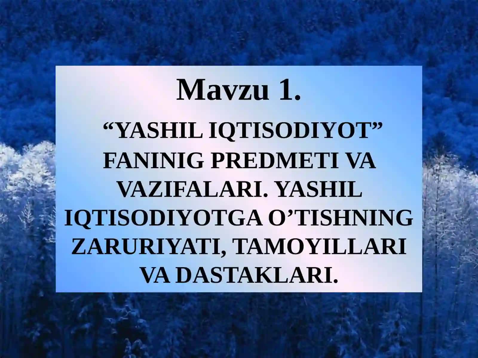 Yashil iqtisodiyot fani bo‘yicha taqdimot 2