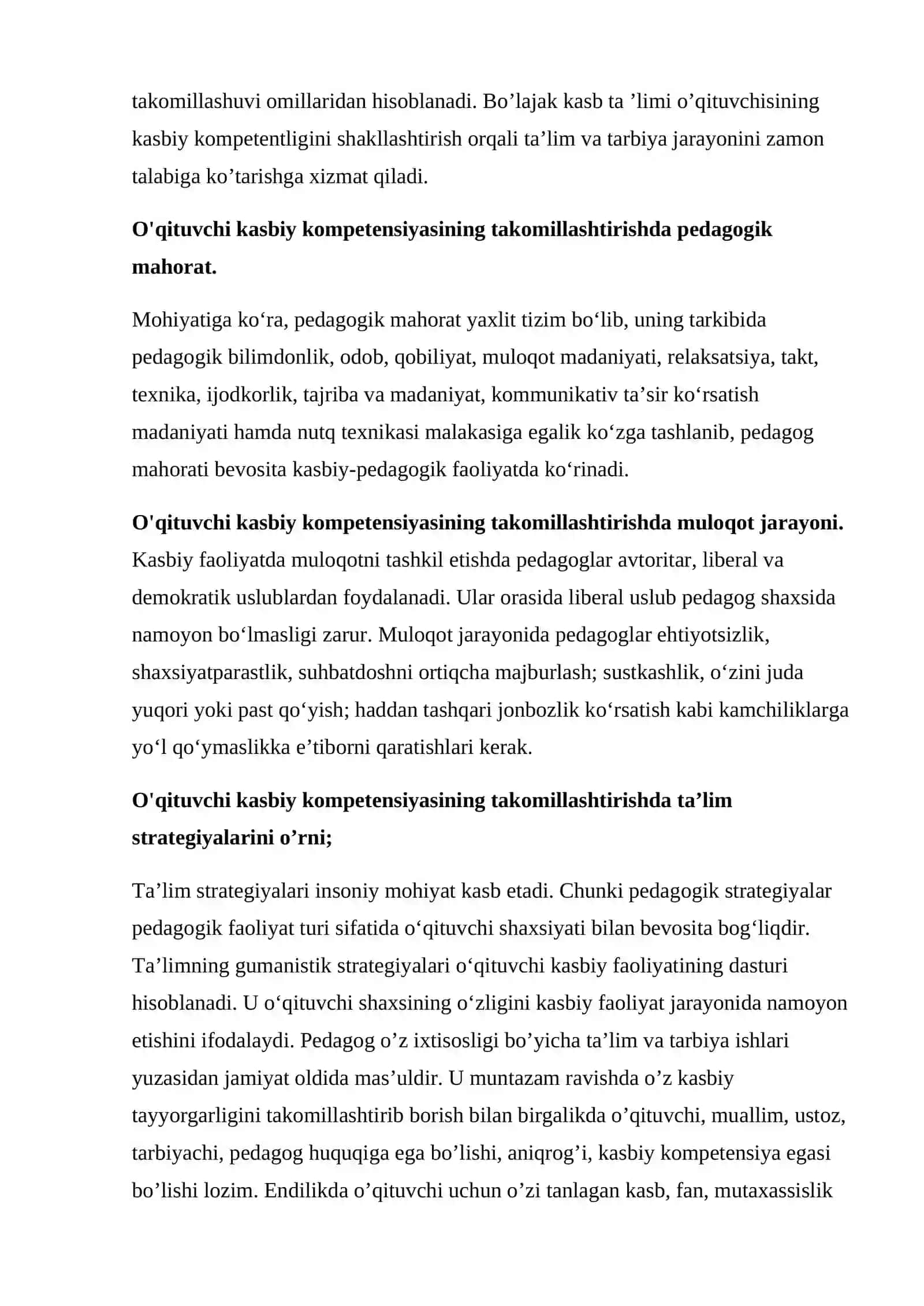 Oliy ta’lim o‘qituvchisi kasbiy kompetensiyasini takomillashtirishning nazariy va amaliy aspektlari 2