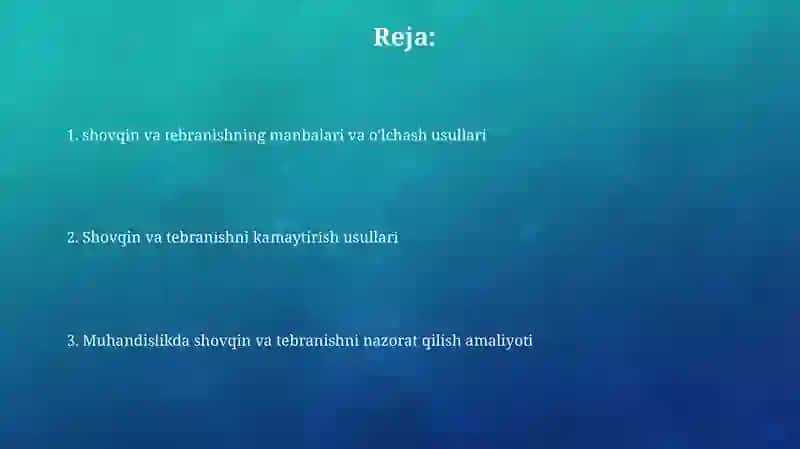 Shovqin va tebranishlarni boshqarish 2