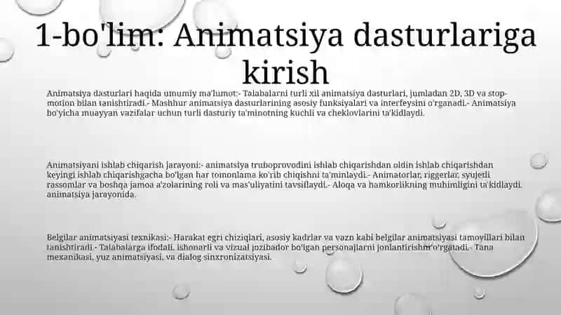 Animatsion Dasturlarni Tayyorlash VaIshlabChiqish 2