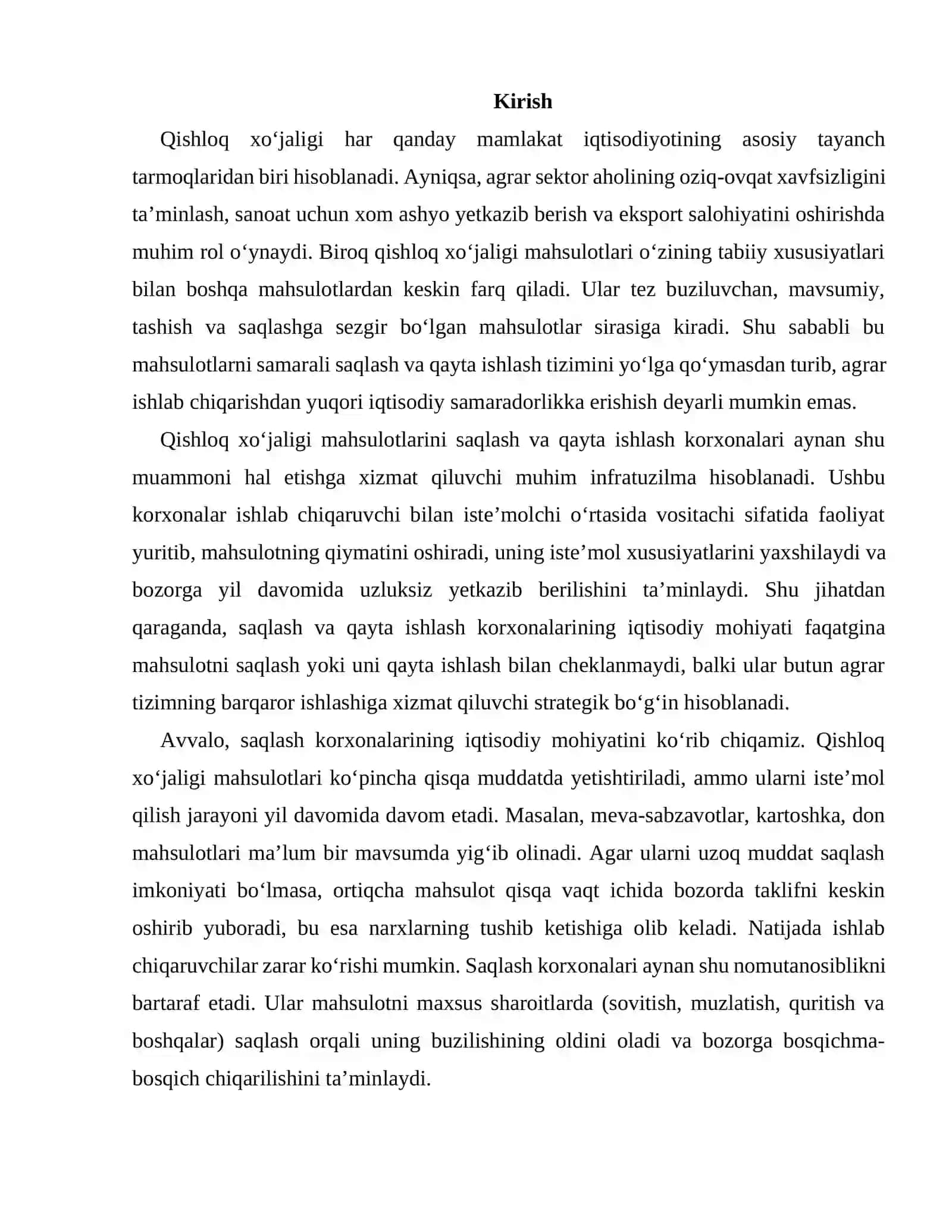 Qishloq xoʻjaligi mahsulotlarini saqlash va qayta ishlash korxonalari 2