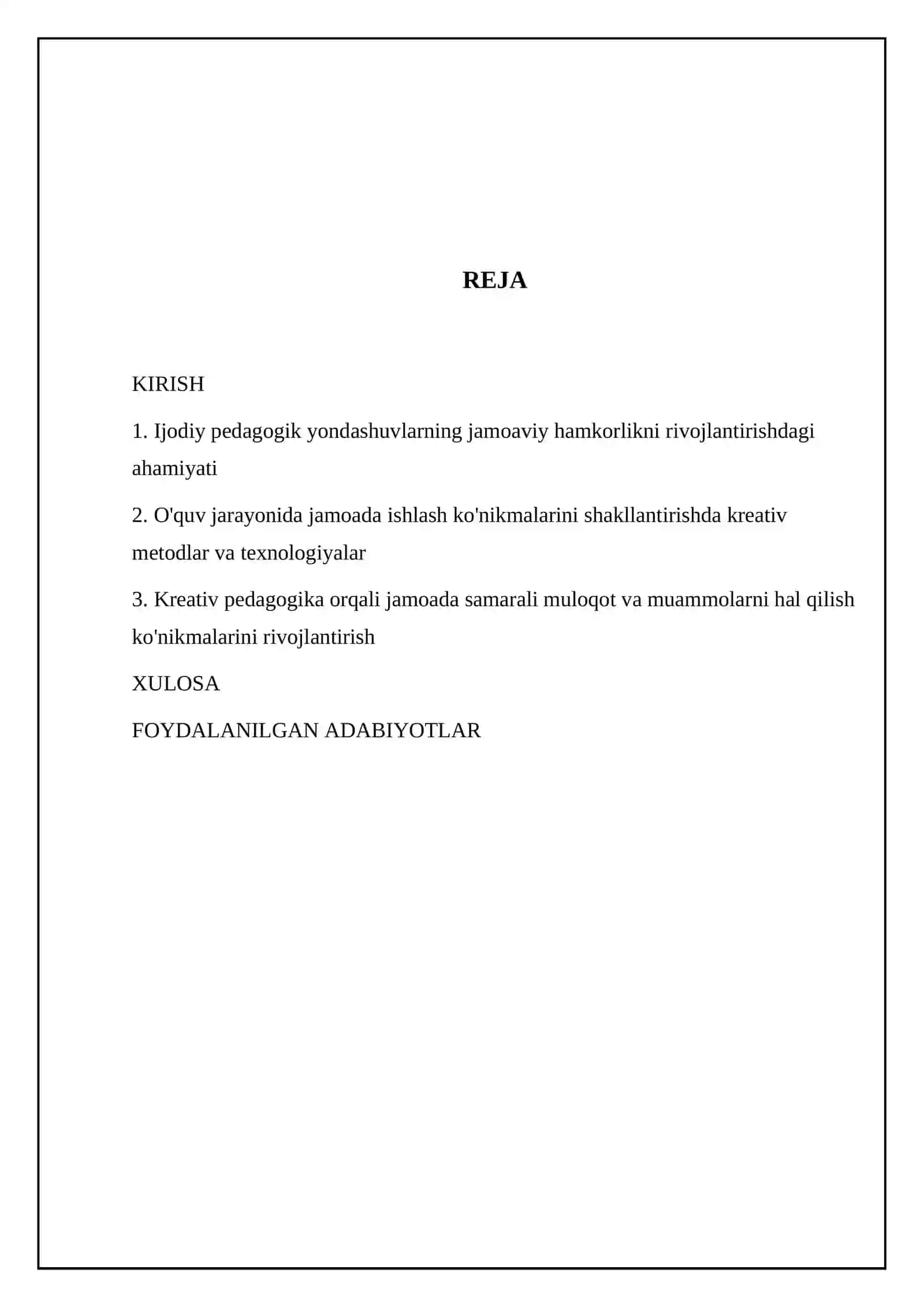 Kreativ pedagogikani jamoada ishlash koʻnikmasini shakillantirishdagi oʻrni 2