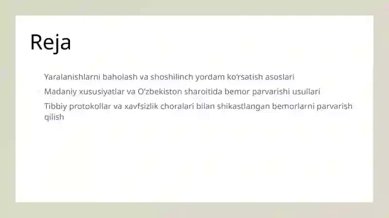 Shikastlangan bemorlarni parvarish qilish asoslari 2