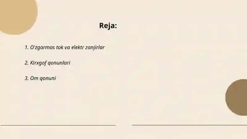 O'zgarmas tok qonunlari 2