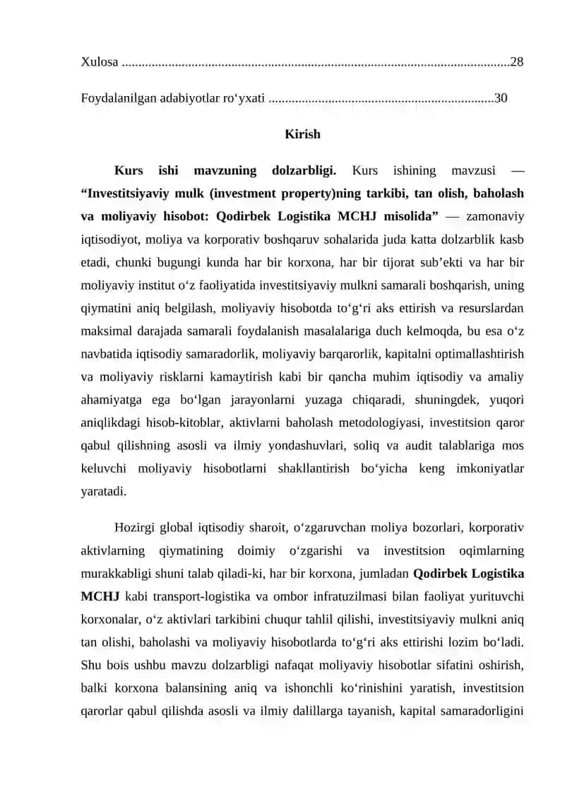 Investisiyaviy mulk (investment property) 2