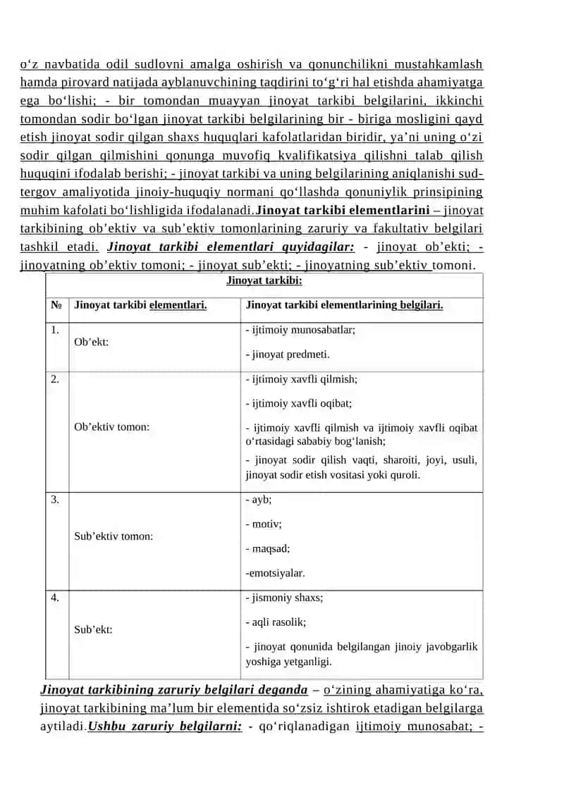 Jinoyat tarkibi va obyekti 2