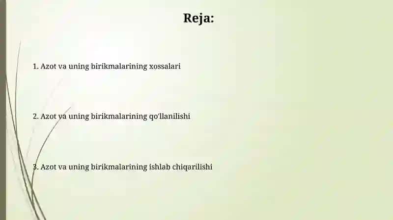 Azot va uning birikmalarini olinish va xosalari 2