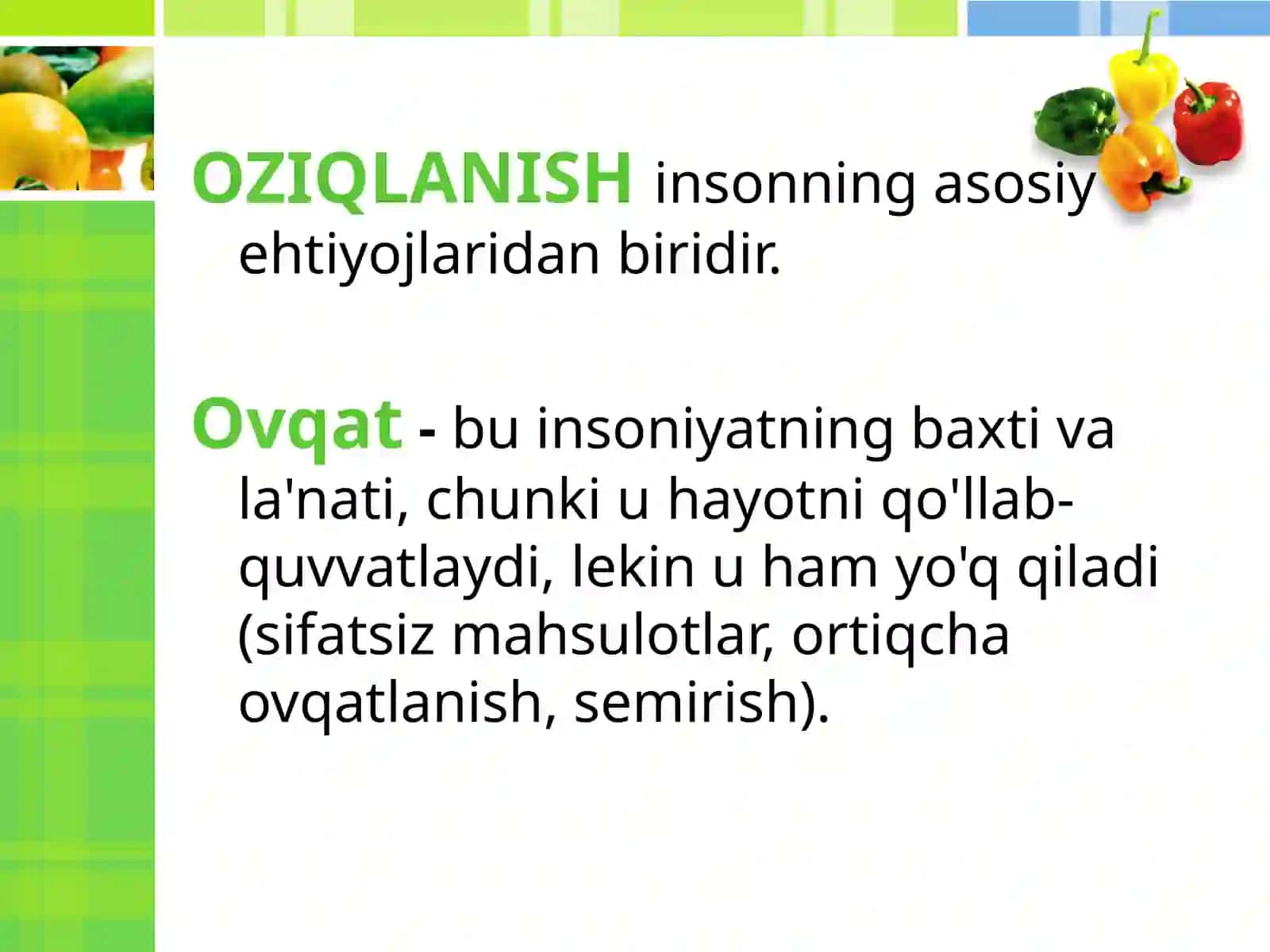 SOG'Lom OVQATlanish 2