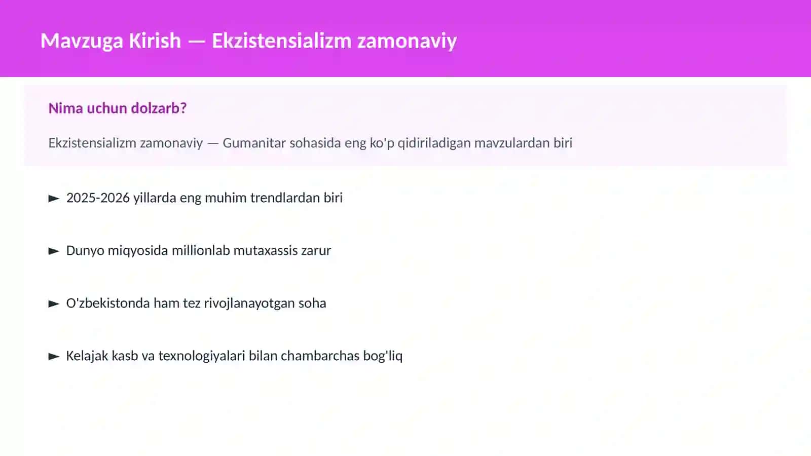 Ekzistensializm zamonaviy 2