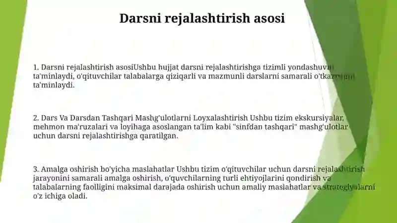 Dars Va Darsdan Tashqari Mashgulotlarni Loyxalashtirish 2