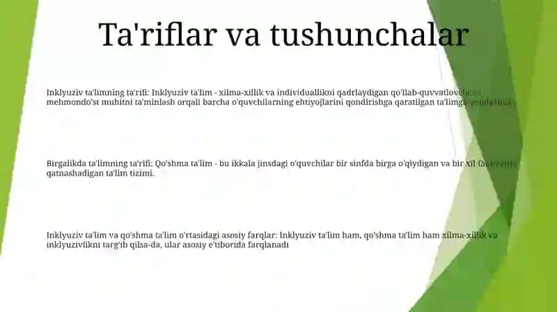 Inklyuziv Va Birgalikda Óqitish Va Ularning Asosiy Farqlarini Asoslash 2