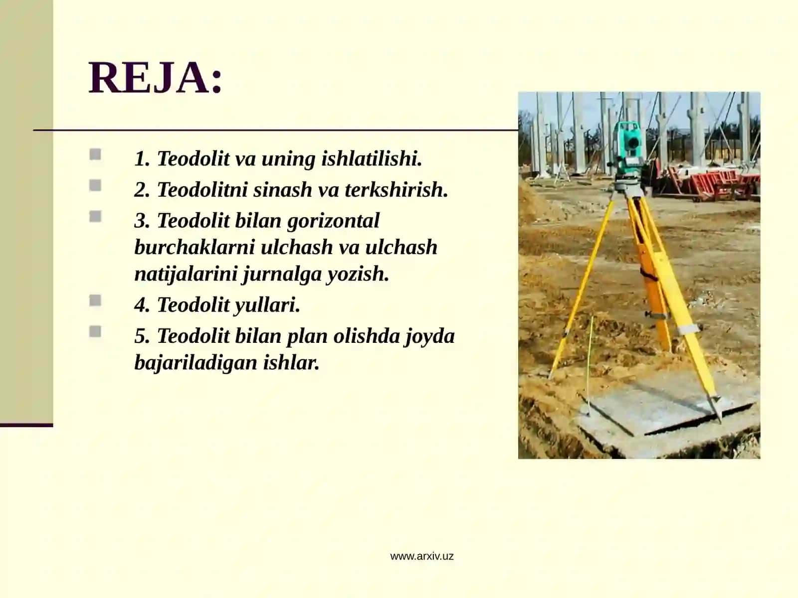 Teodolit bilan plan olish 2