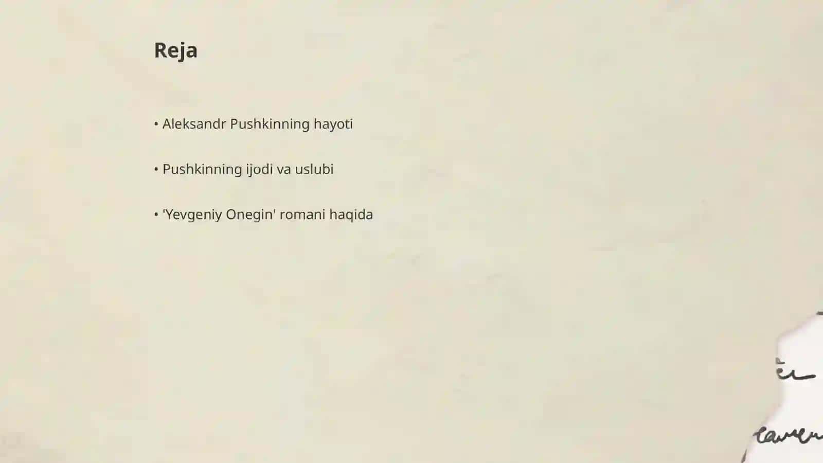 10-sinf Adabiyot Pushkin hayaoti va ijodi va Yevginiy Onegin Mavzusi 2