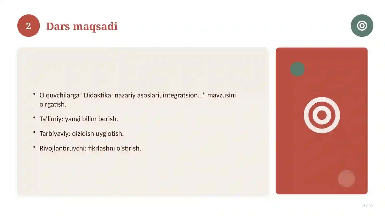 Didaktika: nazariy asoslari, integratsion yondashuvda (Referat) 2