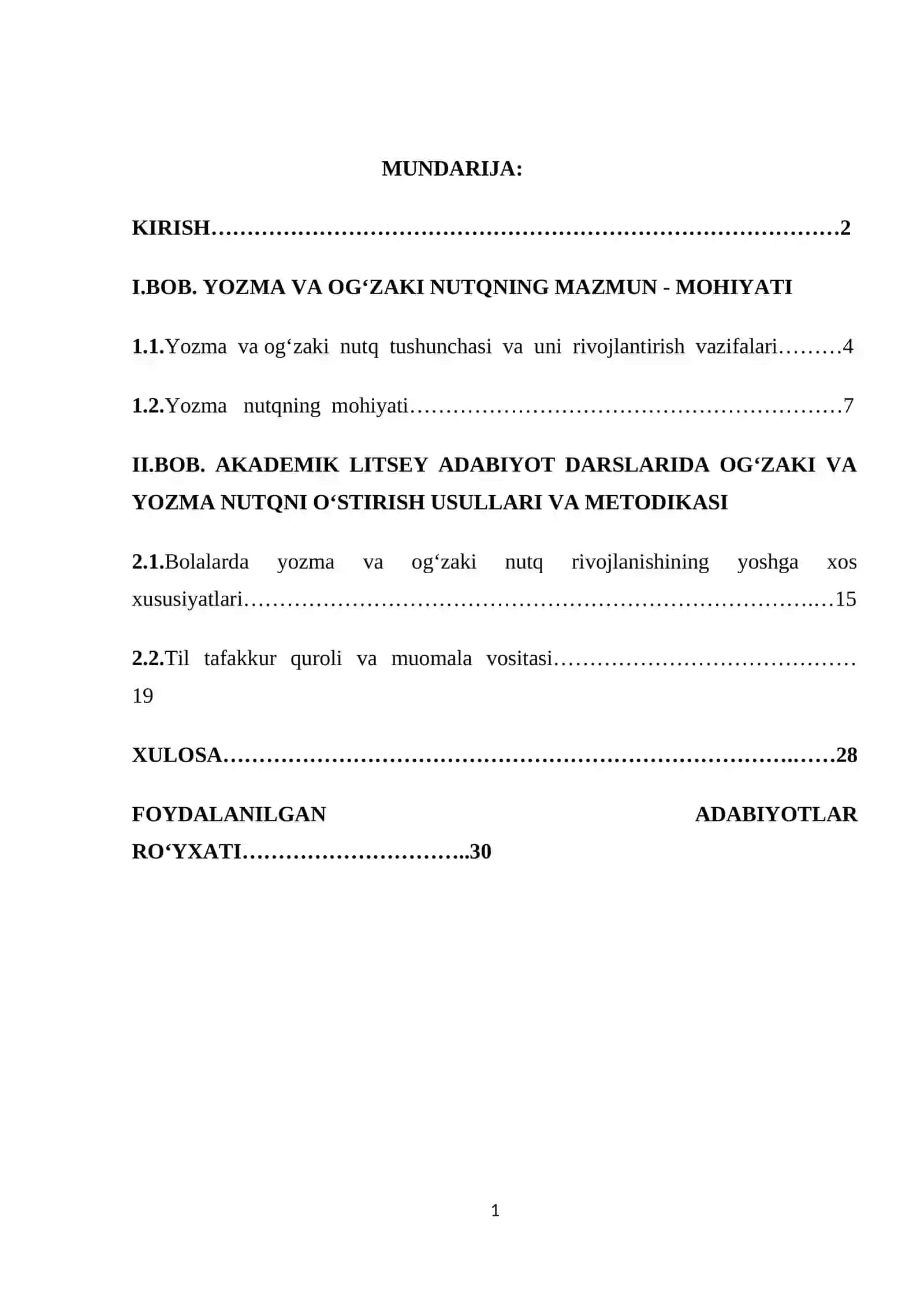O‘zbek tili va adabiyoti yo‘nalishi kurs ishi 2