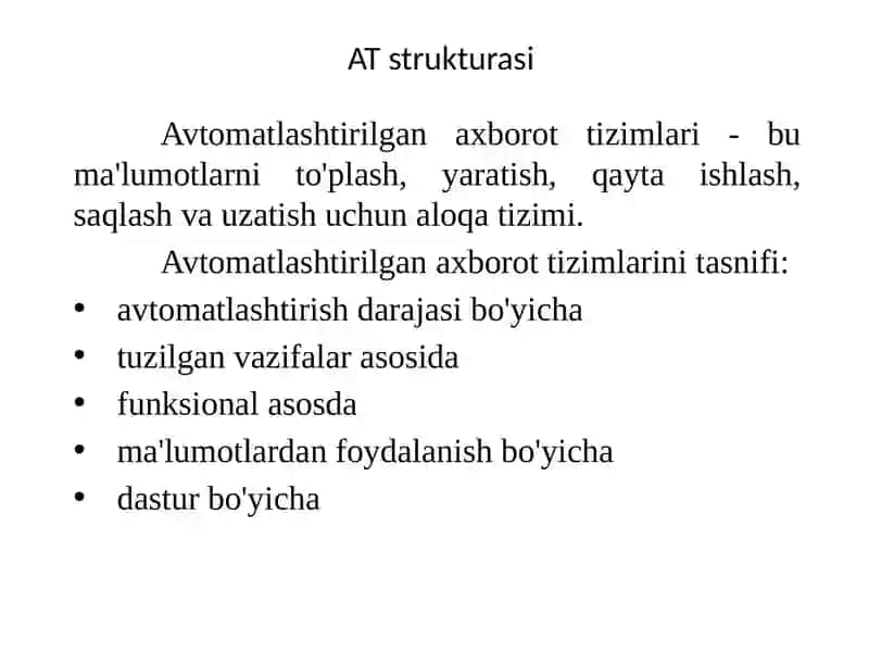 Axborot tizimining strukturasi 2