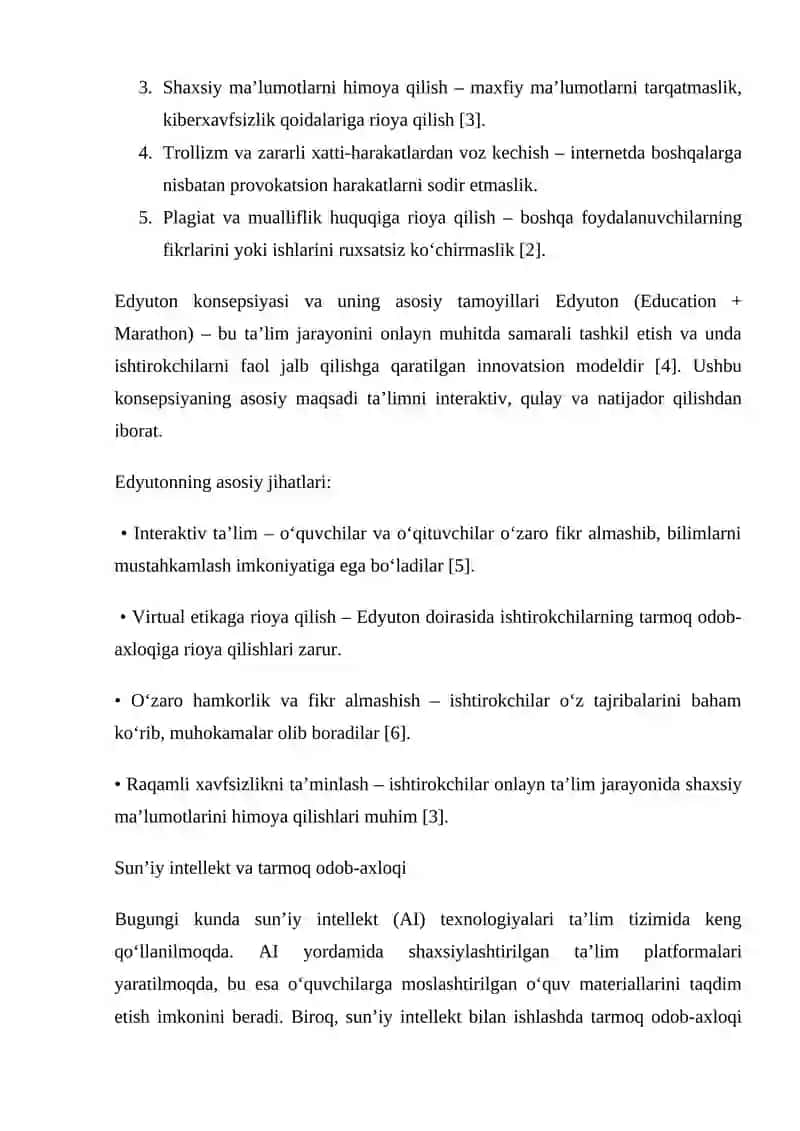 Tarmoq Odob-Axloqi. Edyuton Konsepsiyasi 2