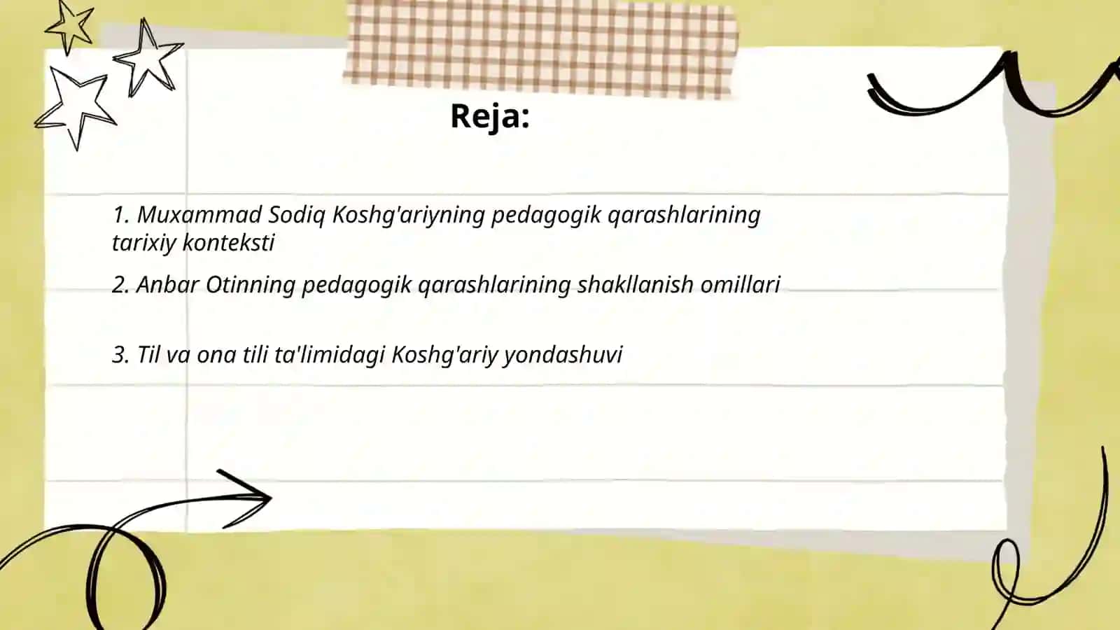 Muxammad Sodiq Koshg'ariyning pedagogik qarashlari. Anbar Otinning pedagogik qarashlari 2