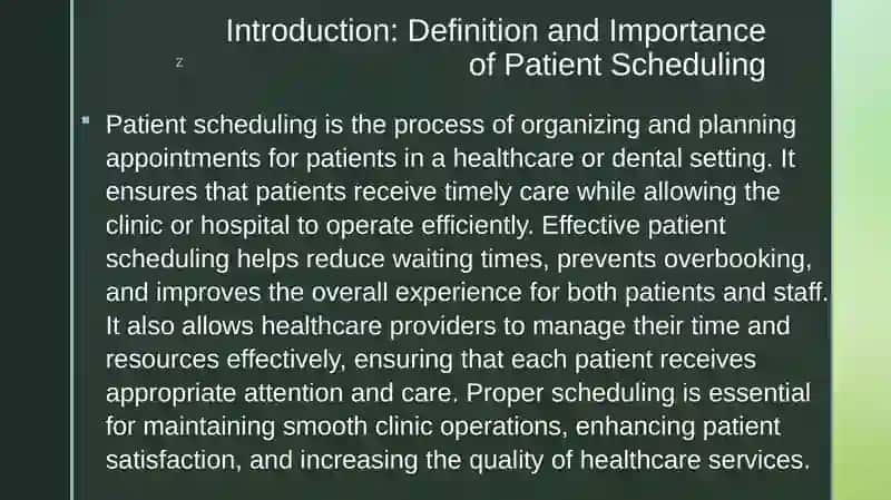 Patient Scheduling 2