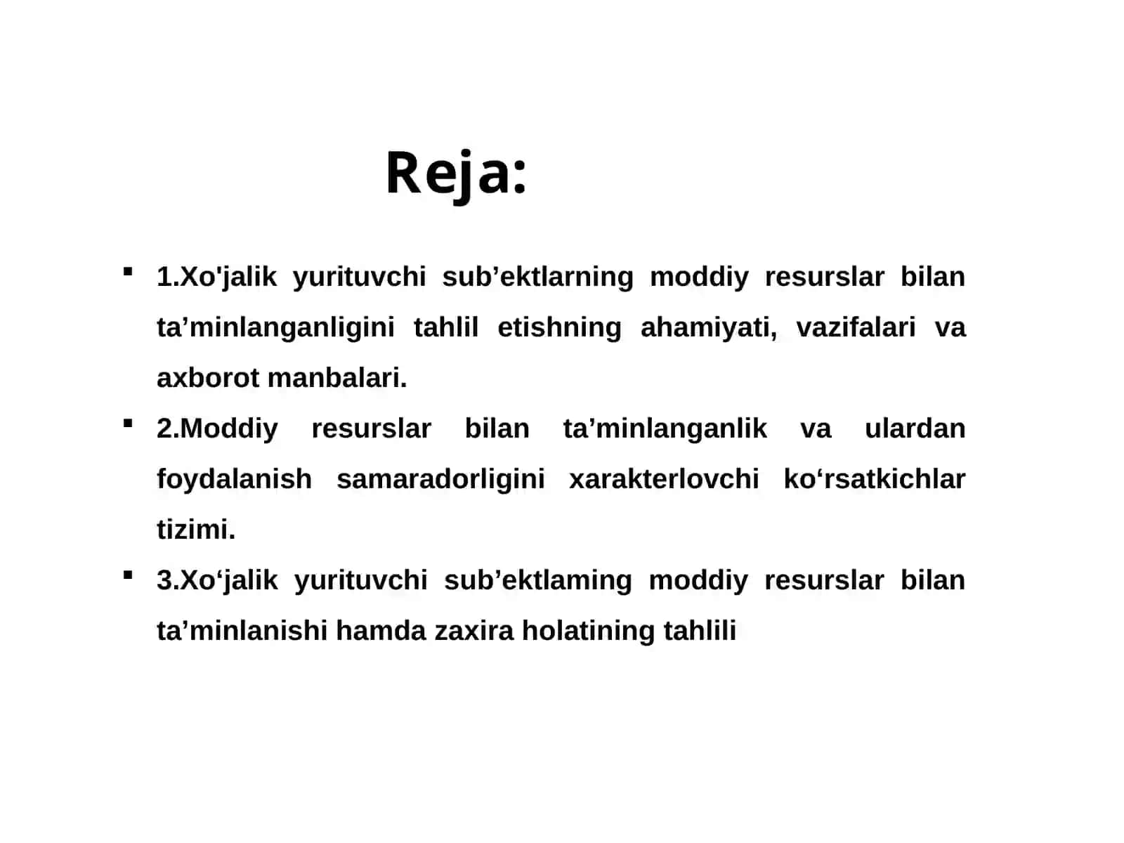 MODDIY RESURSLAR BILAN TA’MINLANGANLIK VA ULARDAN FOYDALANISH TAHLILI 2
