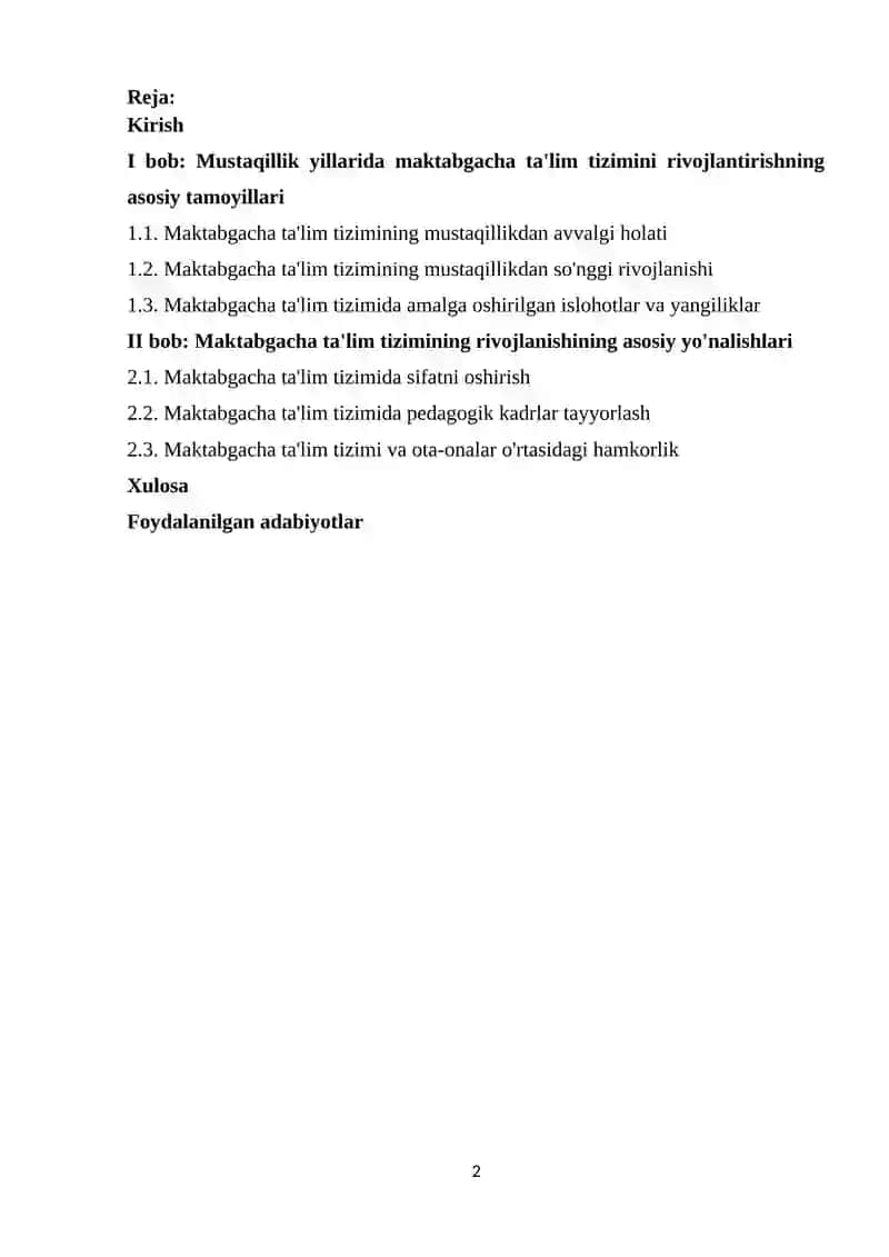 MAKTABGACHA TA'LIM MENEJMENTI 2