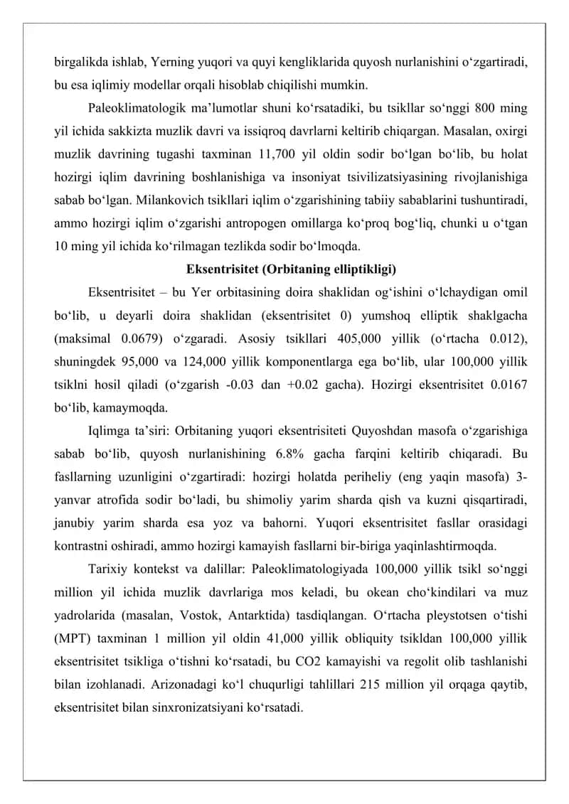 Iqlim o‘zgarishining astronomik omillari tezis 2