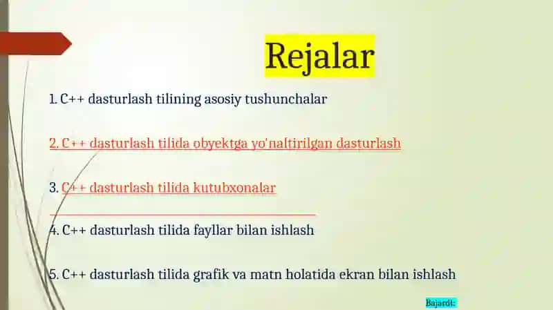 C++ Dasturlash Tili Haqida 2