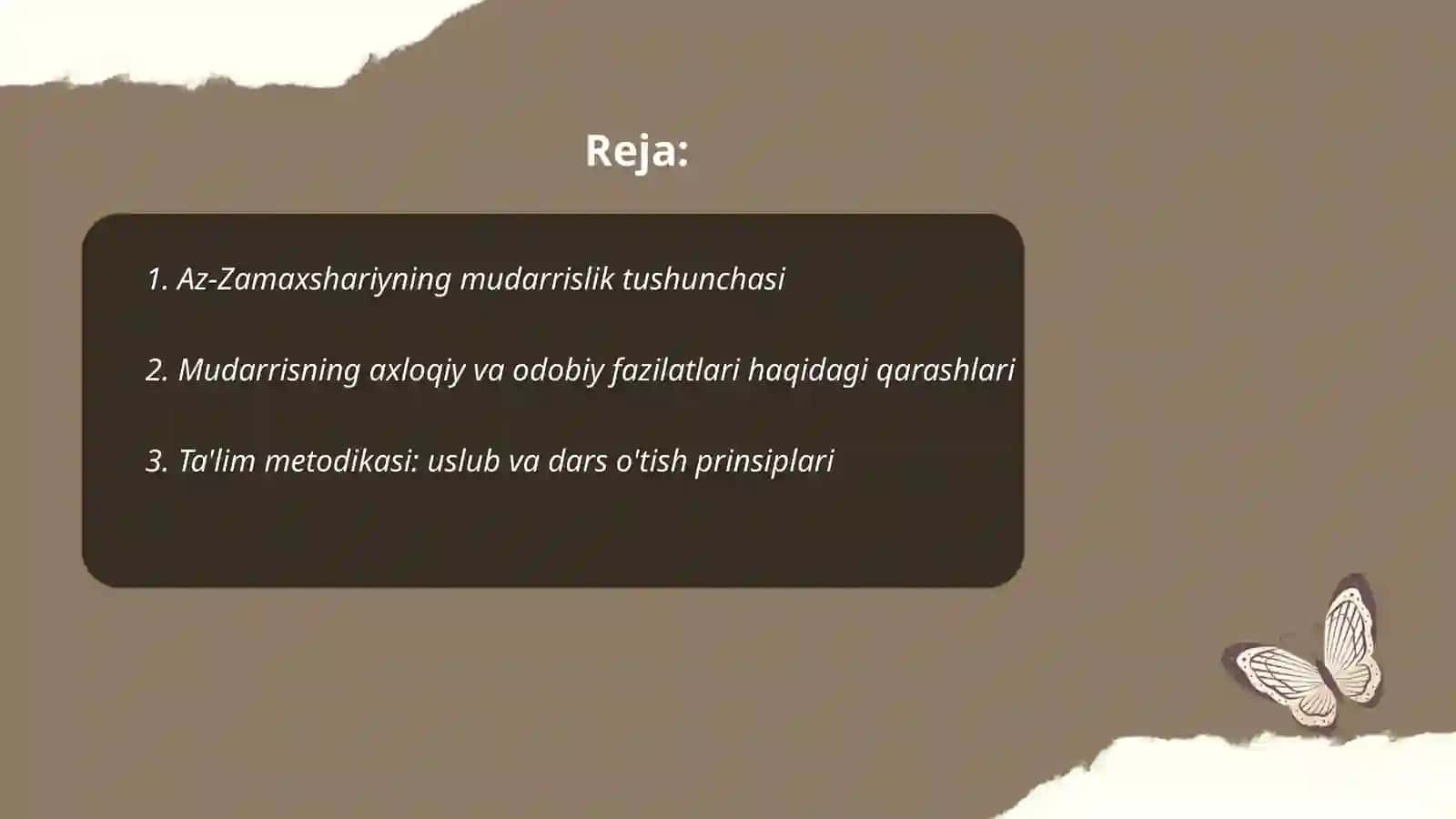 Az-Zamaxshariyning mudarrislik haqidagi qarashlari 2