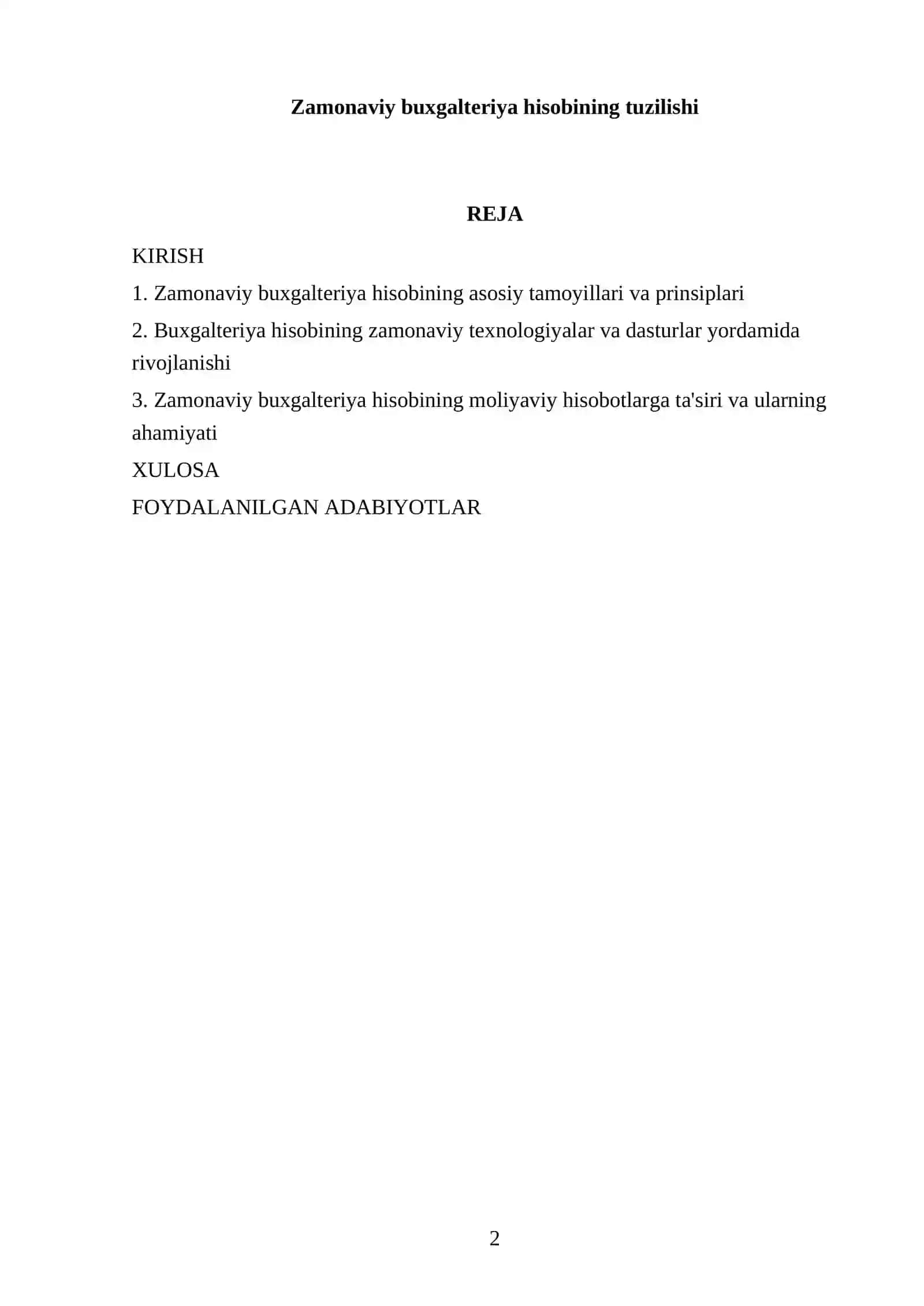 Zamonaviy buxgalteriya hisobining tuzilishi 2
