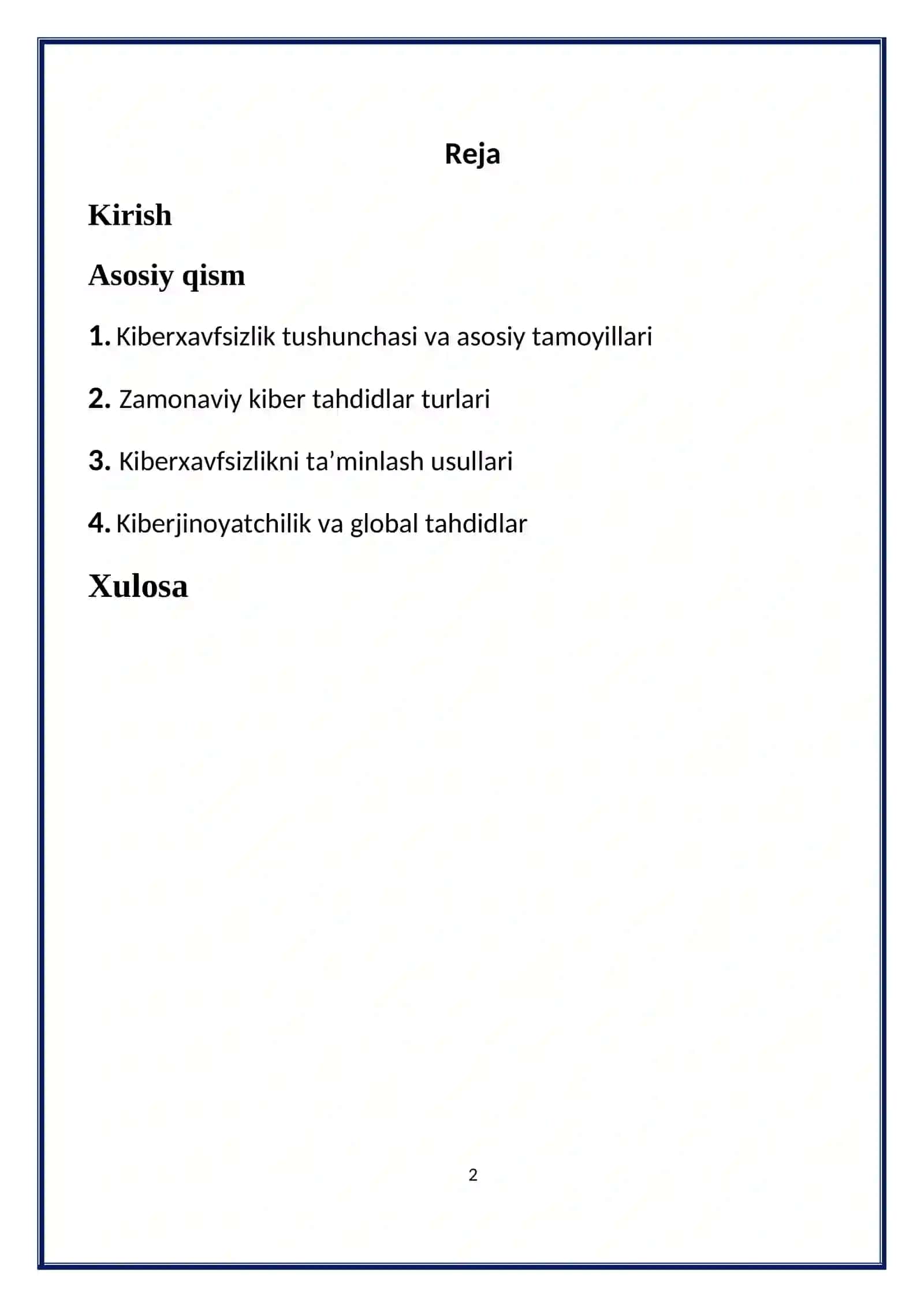 Kiberxavfsizlik va zamonaviy tahdidlar 2