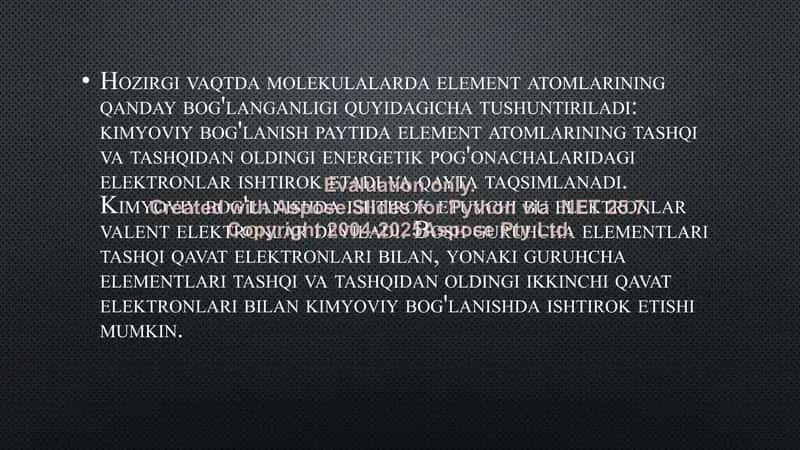 Kimyoviy bog’lanish va molekula tuzilishi 2