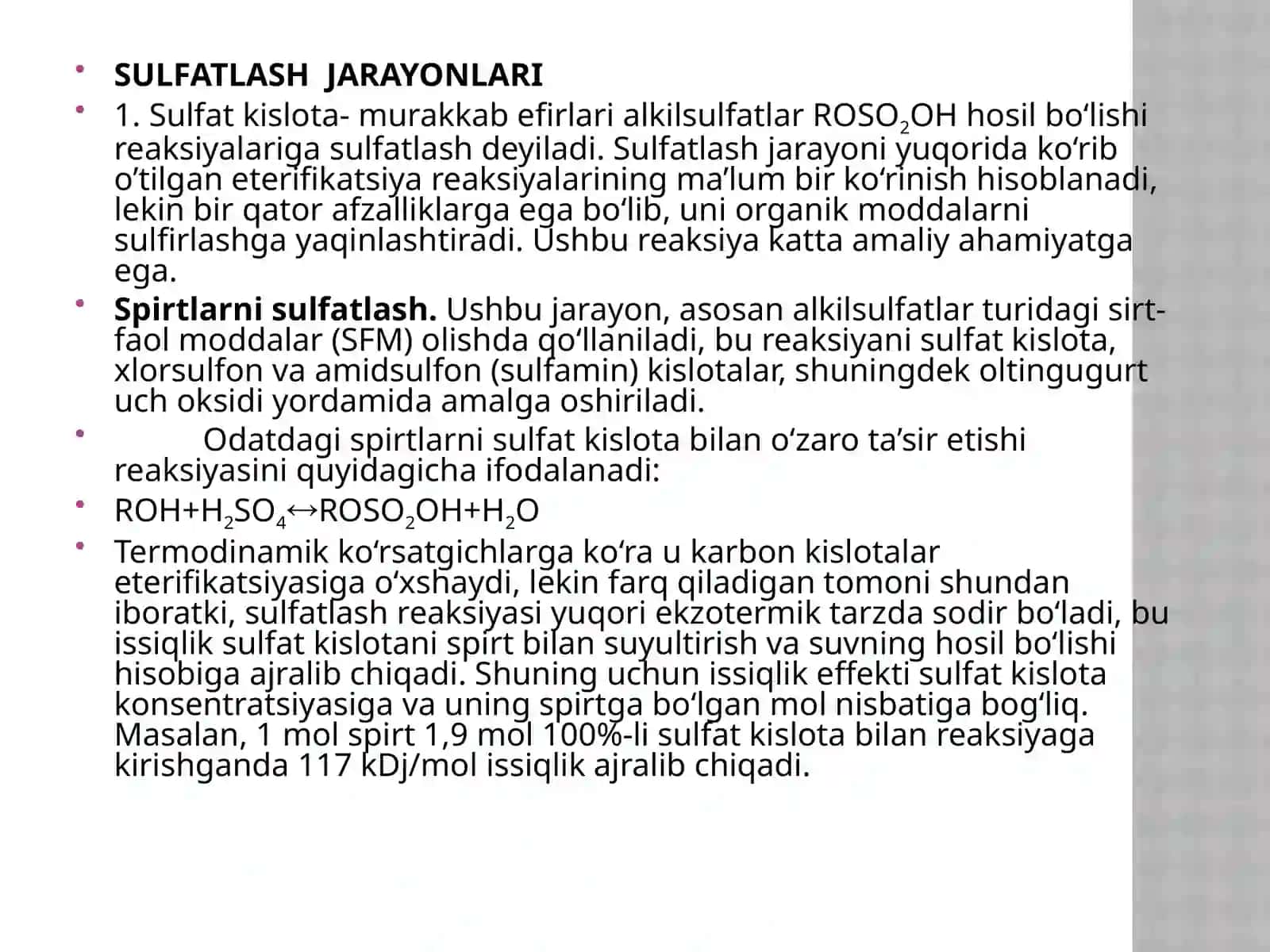 2-MA’RUZA SULFATLASH VA SULFIRLASH JARAYONLARI 2