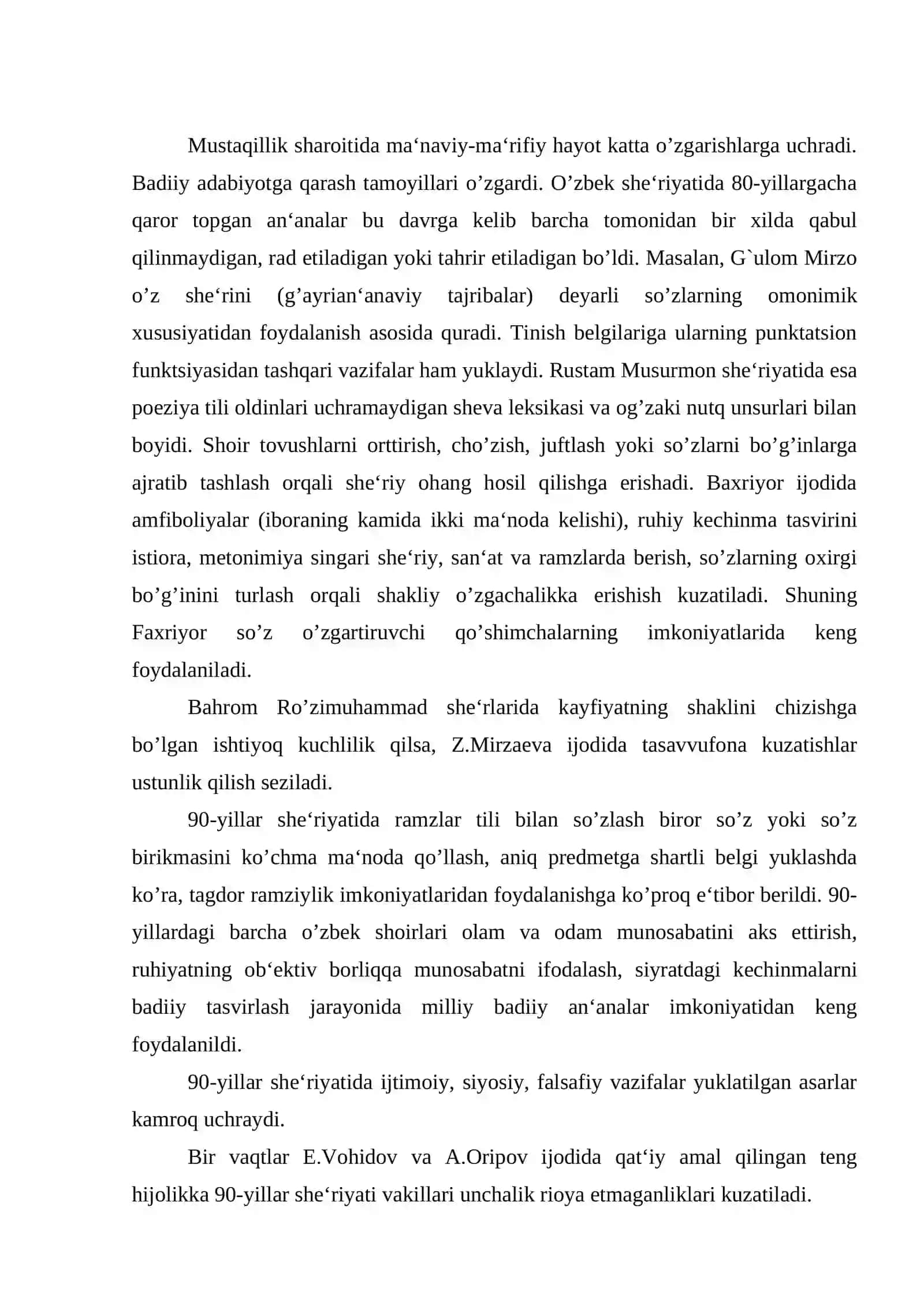 Janriy va uslubiy izlanishlar. 2