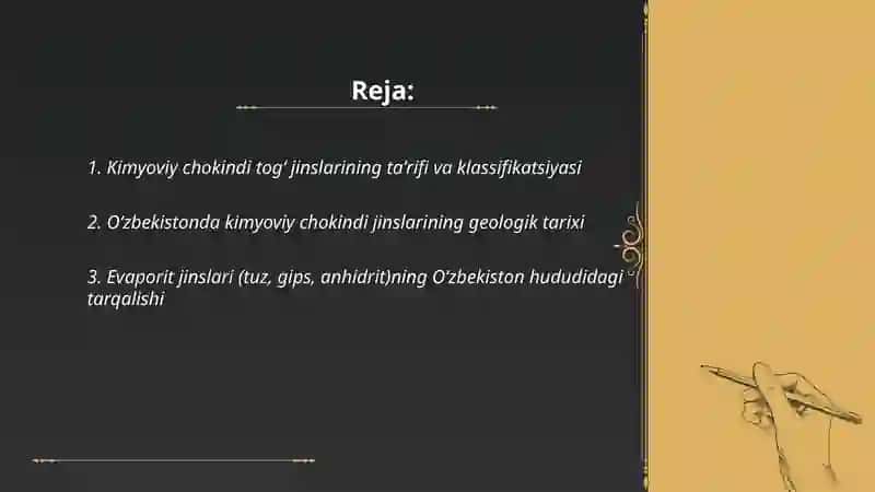 Kimyoviy chokindi togʻ jinslarini Oʻzbekiston hududida tarqalishi 2