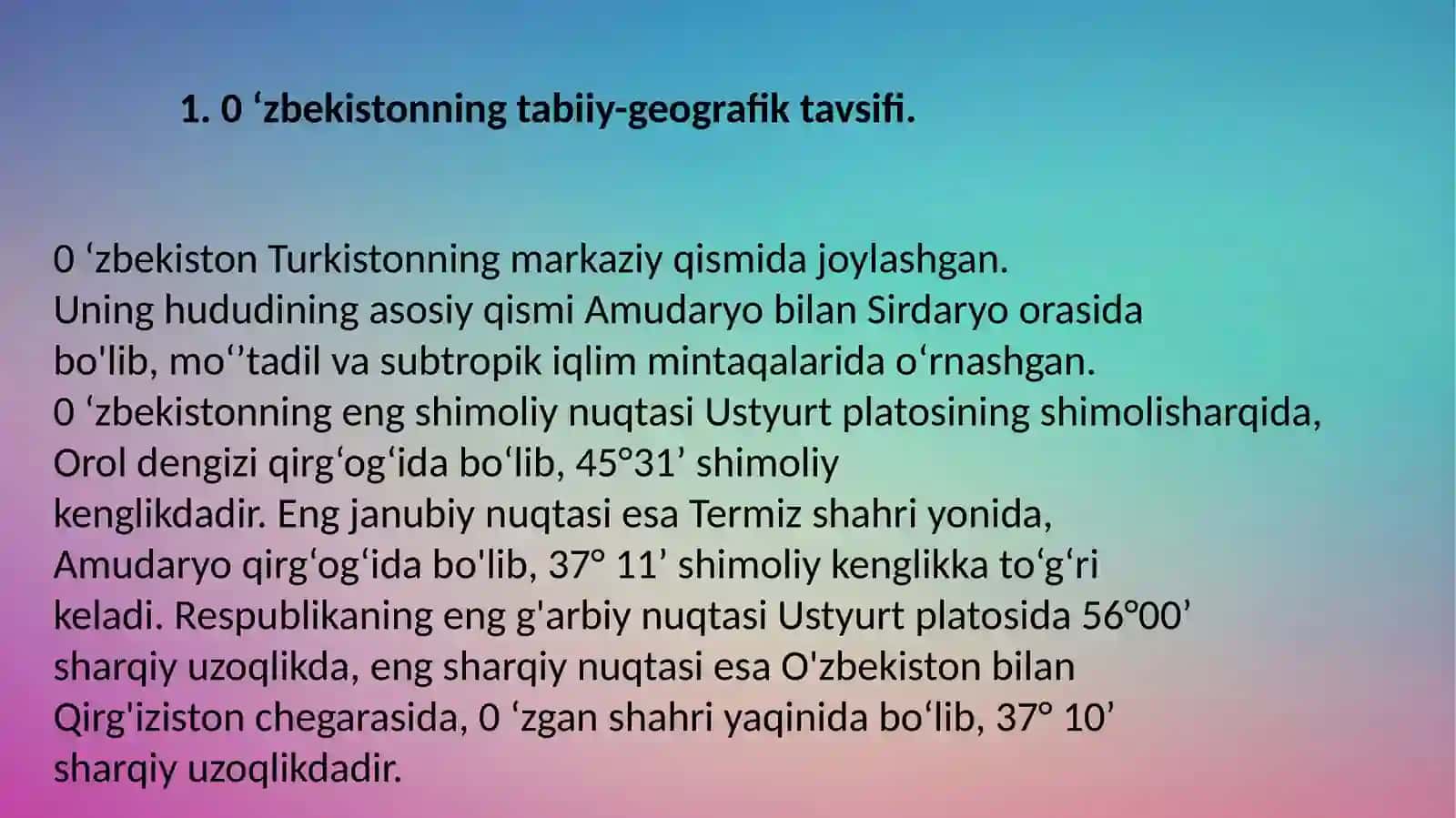 O‘ZBEKISTON RESPUBLIKASI TARIXIY GEOGRAFIYASI 2