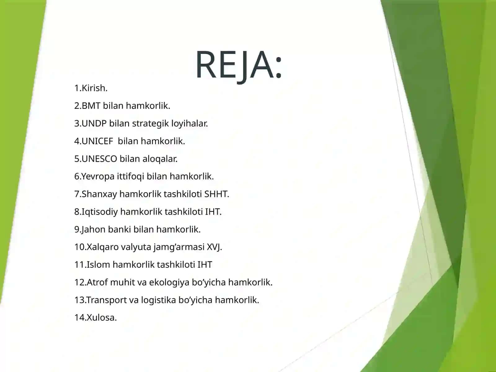 Oʻzbekistonning xalqarotashkilotlar bilan hamkorligi 2